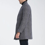 Plaid Slim Fit Pointed Collar Buttoned Coat // Gray (S)