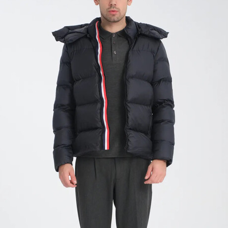 Hooded Slim fit Puffer Coat // Dark Blue (S)