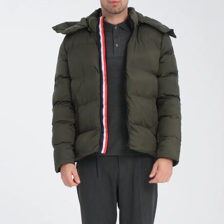 Hooded Slim fit Puffer Coat // Khaki (S)