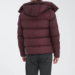 Hooded Slim fit Puffer Coat // Burgundy (2XL)