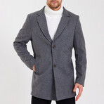 Notch Collar Buttoned Plain Coat // Dark Gray (M)