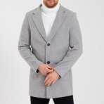 Notch Collar Buttoned Plain Coat // Gray (2XL)