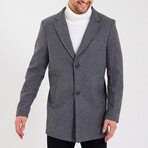 Notch Collar Buttoned Plain Coat // Dark Gray (M)