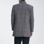 Plaid Slim Fit Pointed Collar Buttoned Coat // Gray (S)