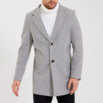 Notch Collar Buttoned Plain Coat // Gray (2XL)