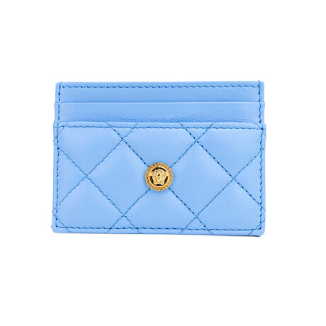 Medusa Quilted Card Case Wallet // Light Blue