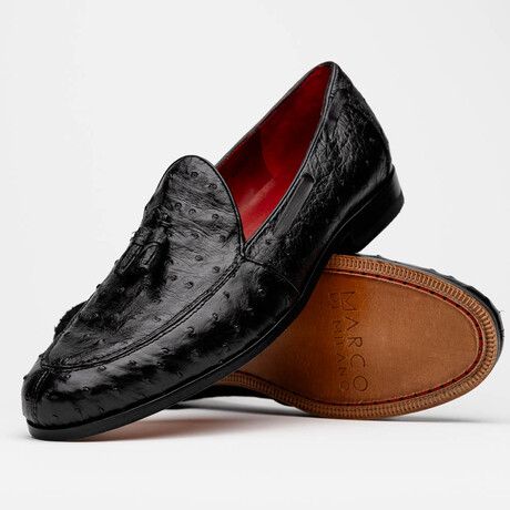 Aubiere // Ostrich Tassel Loafers // Black (US: 8)