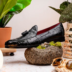 Aubiere // Ostrich Tassel Loafers // Black (US: 10)