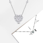 2ct DEW Created Moissanite Halo Heart Necklace // Sterling Silver