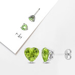 3 1/3ct TGW Peridot Heart Stud Earrings // Sterling Silver