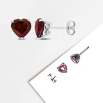 3 7/8ct TGW Garnet Heart Stud Earrings // Sterling Silver