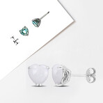 2 2/5ct TGW Opal Heart Stud Earrings // Sterling Silver