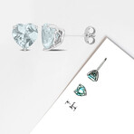 3ct TGW Aquamarine Heart Stud Earrings // Sterling Silver