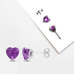 3 1/3ct TGW Amethyst Heart Stud Earrings // Sterling Silver