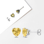 3 1/4ct TGW Citrine Heart Stud Earrings // Sterling Silver