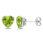 3 1/3ct TGW Peridot Heart Stud Earrings // Sterling Silver