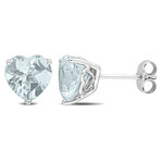 3ct TGW Aquamarine Heart Stud Earrings // Sterling Silver