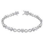 1/6ct TW Diamond Heart Infinity Link Statement Bracelet // Sterling Silver