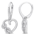 Diamond Accent Infinity Heart Drop Earrings // Sterling Silver