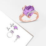 6 1/2ct TGW Amethyst & Diamond Accent Heart Ring // Rose Plated Sterling Silver (9)