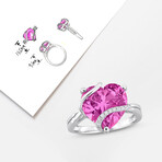 7 1/4ct TGW Created Pink Sapphire & Diamond Accent Heart Ring // Sterling Silver (7)