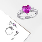 2 3/5ct TGW Created Pink & White Sapphire Heart Ring // Sterling Silver (8)