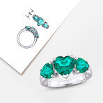 3ct TGW Created Emerald 3-Stone Heart Ring // Sterling Silver (9)