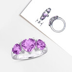 2 7/8ct TGW Amethyst 3-Stone Heart Ring // Sterling Silver (7)