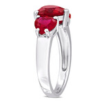 4 4/5ct TGW Created Ruby 3-Stone Heart Ring // Sterling Silver (8)