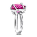 7 1/4ct TGW Created Pink Sapphire & Diamond Accent Heart Ring // Sterling Silver (7)