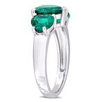 3ct TGW Created Emerald 3-Stone Heart Ring // Sterling Silver (9)