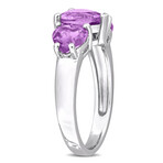 2 7/8ct TGW Amethyst 3-Stone Heart Ring // Sterling Silver (7)