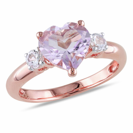 2ct TGW Rose de France & Created White Sapphire Heart Ring // Rose Plated Sterling Silver (5)