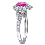 2 1/2ct TGW Created Pink & White Sapphire Halo Heart Split Shank Ring // Sterling Silver (6)