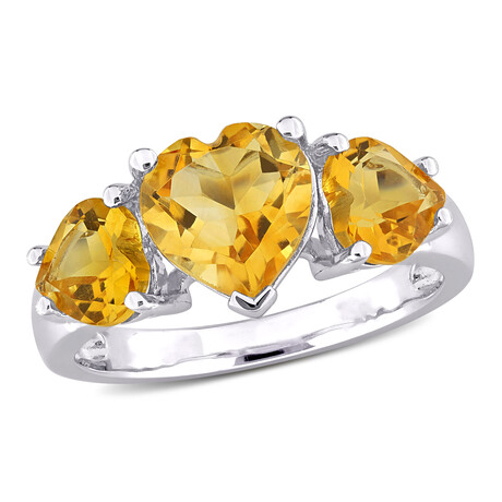 3 1/10ct TGW Citrine 3-Stone Heart Ring // Sterling Silver (5)