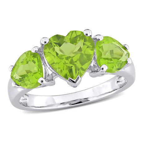 3 1/3ct TGW Peridot 3-Stone Heart Ring // Sterling Silver (5)