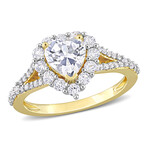 2 2/5ct TGW Created White Sapphire Halo Heart Split Shank Ring // Yellow Plated Sterling Silver (5)