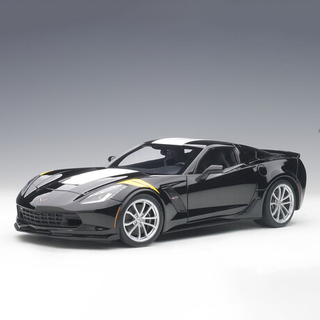 Chevrolet Corvette Grand Sport, Black/White Stripes/Yellow Fender Hash Marks