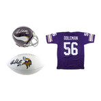 Minnesota Vikings // Jared Allen Signed Mini Helmet + Signed Logo Football + Chris Doleman Signed Jersey