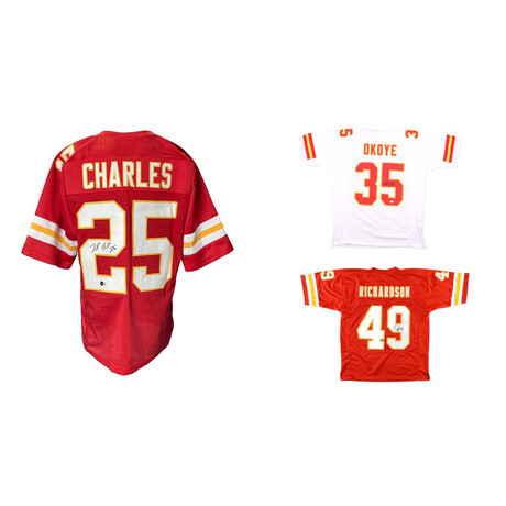 Kansas City Chiefs // Jamaal Charles + Christian Okoye + Tony Richardson // Signed Jerseys