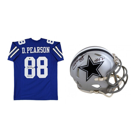 Drew Pearson // Dallas Cowboys // Signed Jersey + Signed Speed Mini Helmet