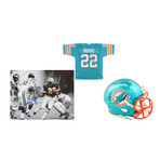 Mercury Morris // Miami Dolphins // Signed 8x10 Photo + Signed Flash Alternate Speed Mini Helmet + Signed Jersey