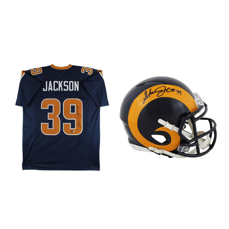 Steven Jackson // Signed St. Louis Rams Jersey + Signed Los Angeles Rams Speed Mini Helmet