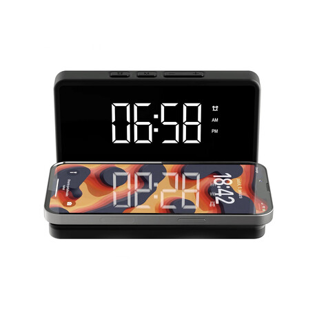 LED Alarm Clock with Wireless Charging