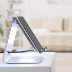 PowerStand Wireless Charging Stand with Dimmable LED Backlights // Aluminum Silver