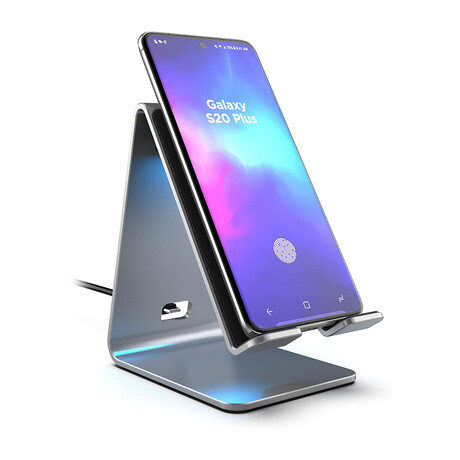 PowerStand Wireless Charging Stand with Dimmable LED Backlights // Aluminum Silver