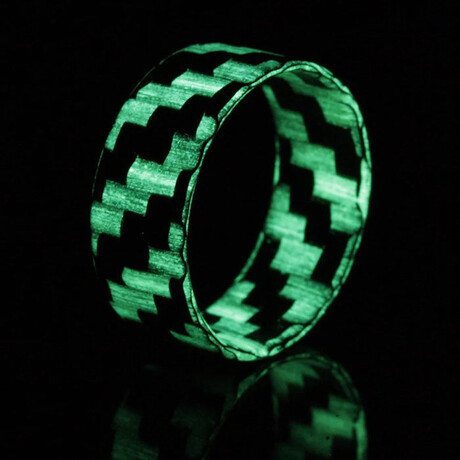 2x2 Twill Lume Carbon Fiber Ring // Green + Black (5)