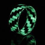 2x2 Twill Lume Carbon Fiber Ring // Green + Black (6.5)