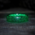 Digital Rain Matrix Carbon Fiber Ring // Green + Black (9.5)