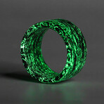 Glowing Forged Carbon Fiber Ring // Black + Green (7.5)